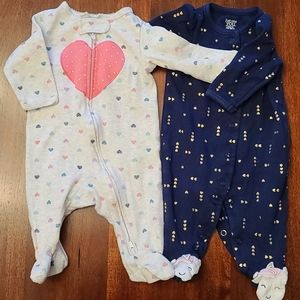 Carter's 3 Month 3M baby girl sleepers.